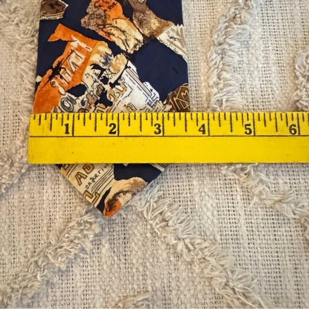 Guy Laroche Men’s Silk Tie Blue Orange Vintage Made In USA